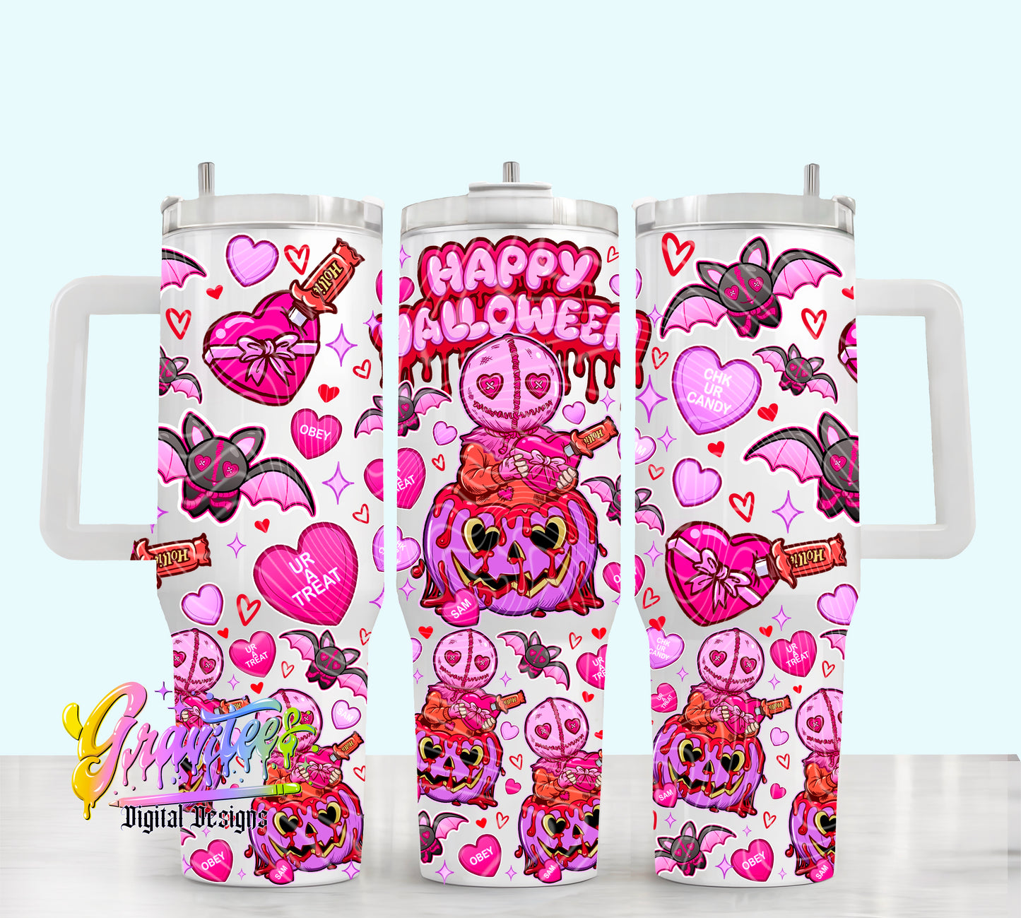 Happy Valloween 40oz Tumbler Template Design PNG, for UVDTF or Sublimation Printing PNG Only!!
