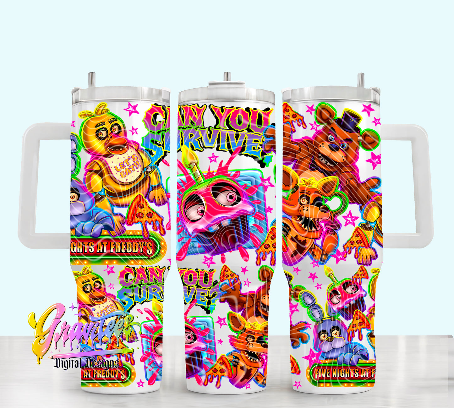 Pizza Bear 40oz Tumbler Template Design PNG, for UVDTF or Sublimation Printing PNG Only!!
