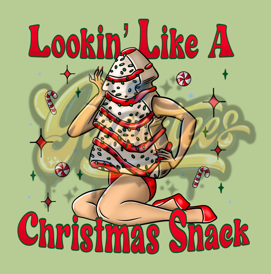 Lookin Like A Christmas Snack No Background Clipart,Christmas Clipart, Tree Cake Clipart for DTF or Shirt Printing, PNG Only!