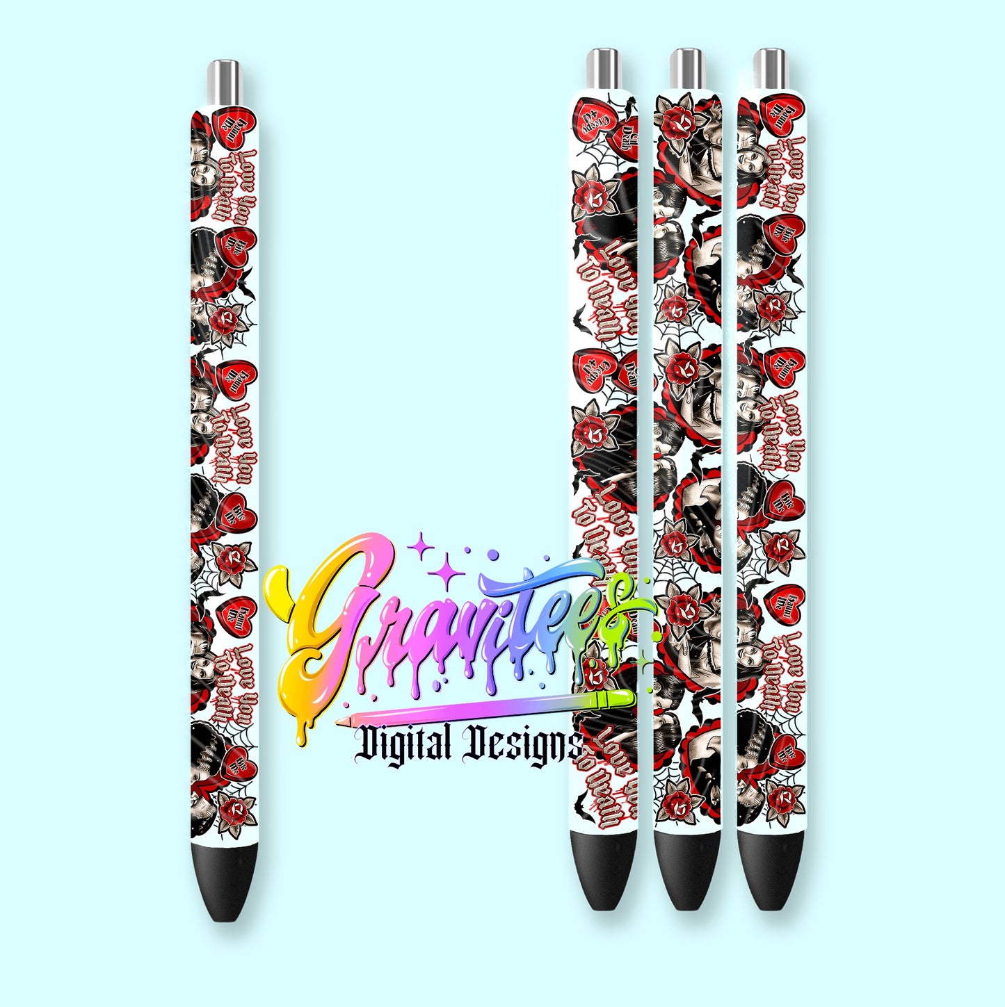 Love You To Death Pen Wrap Design PNG, for UVDTF or Sublimation Printing PNG Only!!
