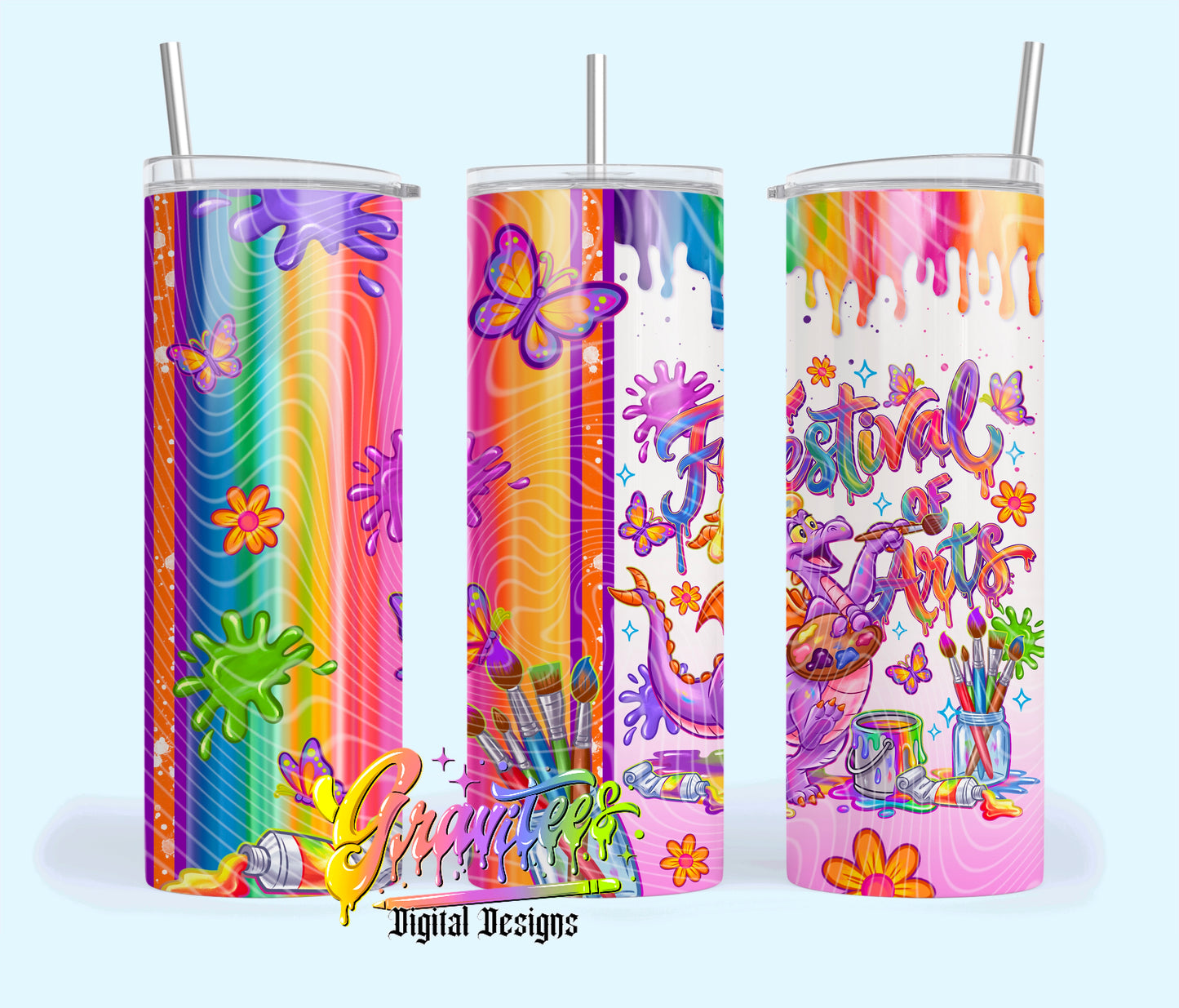 Dino Art 20oz Tumbler Template Design PNG, for UVDTF or Sublimation Printing PNG Only!!