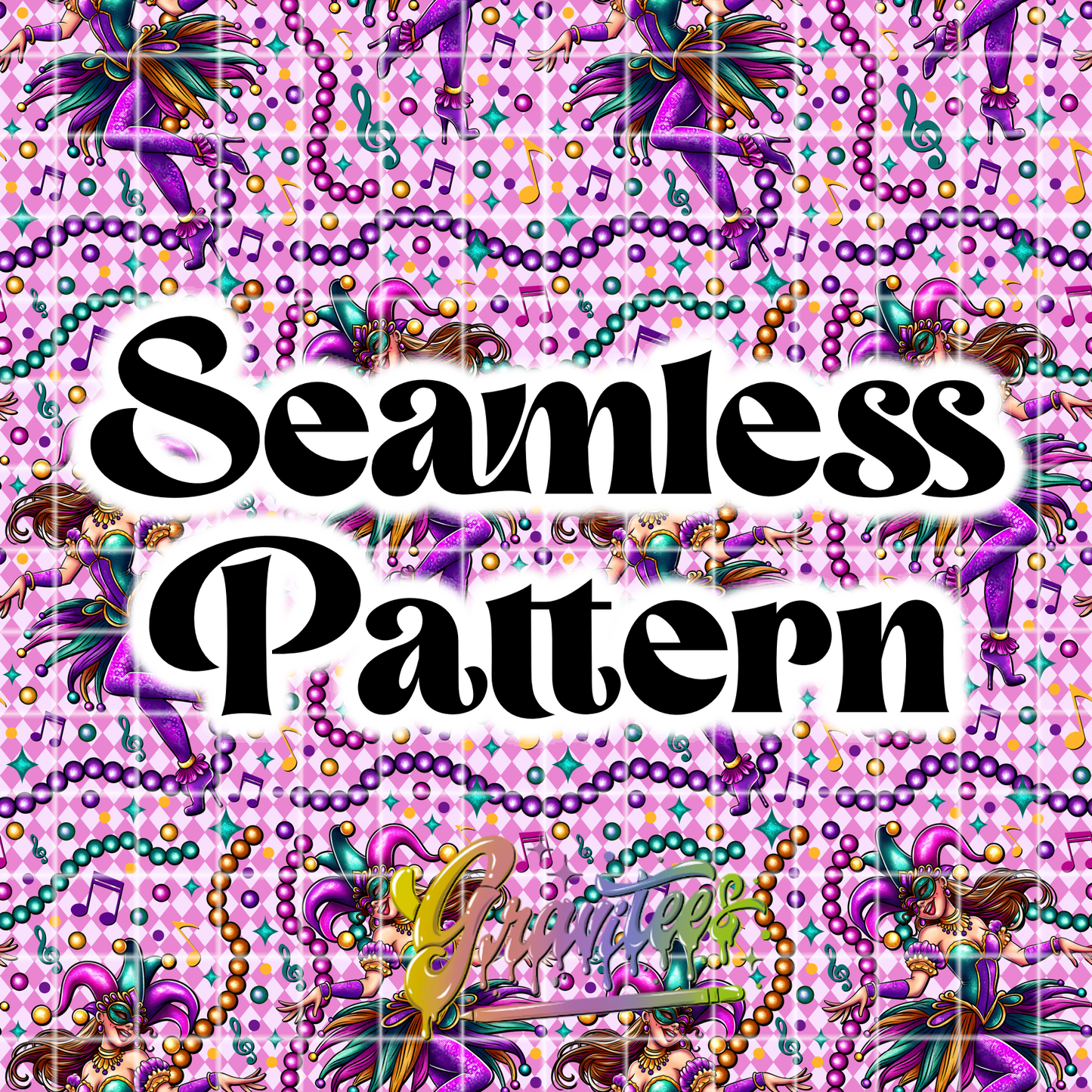 Can't Stop Jiggin' Seamless Pattern Png, Mardi Gras Clipart, Trendy Mardi Gras Clipart, Jester Clipart for DTF or Shirt Printing, PNG Only!