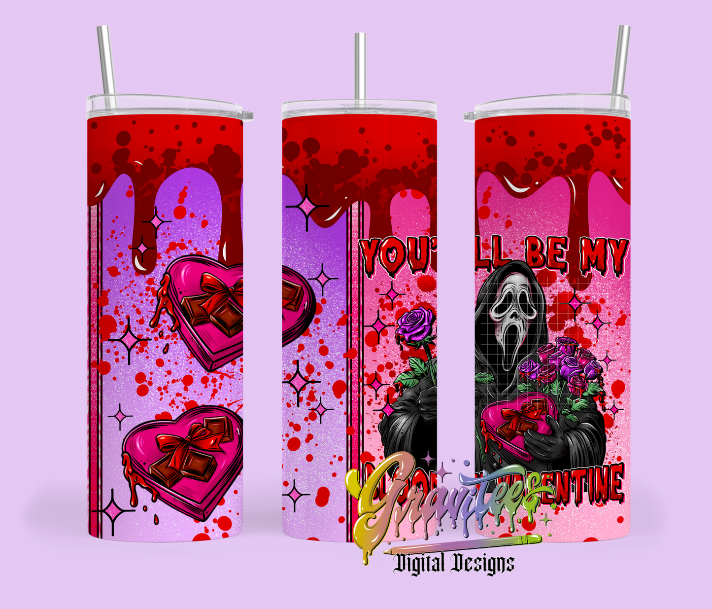Bloody Valentine 20 oz. Tumbler Template Png, Horror Valentine Clipart, Trendy Valentine Clipart for DTF or Shirt Printing, PNG Only!