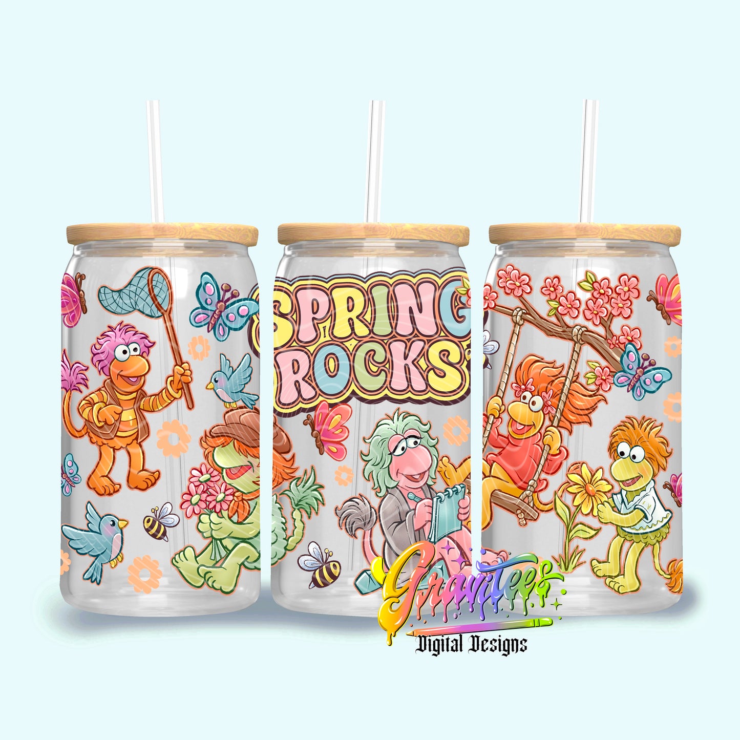 Spring Rocks 16oz Tumbler Template Design PNG, for UVDTF or Sublimation Printing PNG Only!!