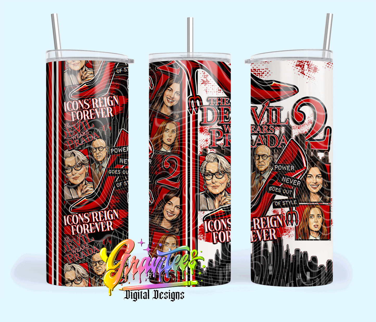 Fashion Icons 20oz Tumbler Template Design PNG, for UVDTF or Sublimation Printing PNG Only!!