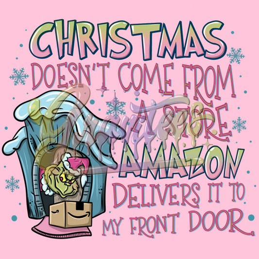 Christmas Doesn't Come From A Store, It's Delivered to My Front Door PNG,  Christmas Gifts Clipart, Online Shopping Clipart, Peppermint Clipart, Christmas Clipart for DTF or Shirt Printing, PNG Only!