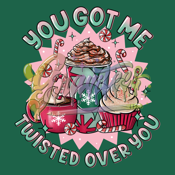You Got Me Twisted Over You PNG, Peppermint Mocha Clipart, Christmas Food Clipart, Peppermint Clipart, Peppermint Latte Clipart for DTF or Shirt Printing, PNG Only!