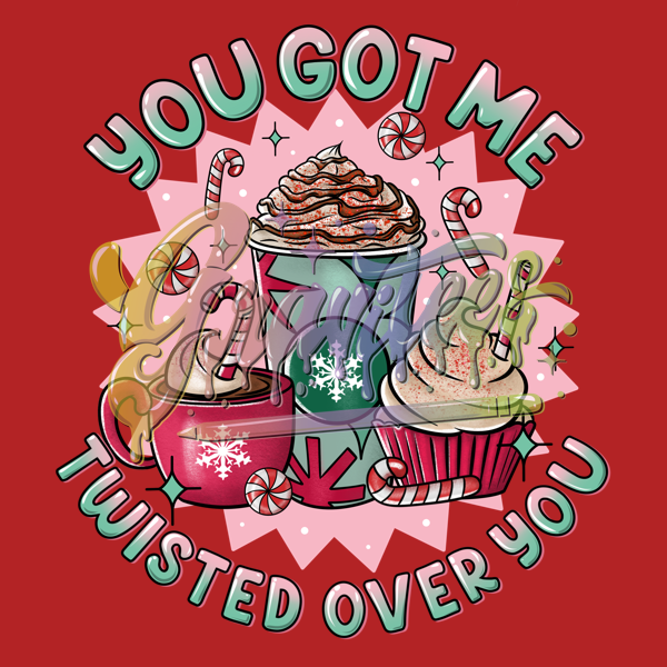 You Got Me Twisted Over You PNG, Peppermint Mocha Clipart, Christmas Food Clipart, Peppermint Clipart, Peppermint Latte Clipart for DTF or Shirt Printing, PNG Only!