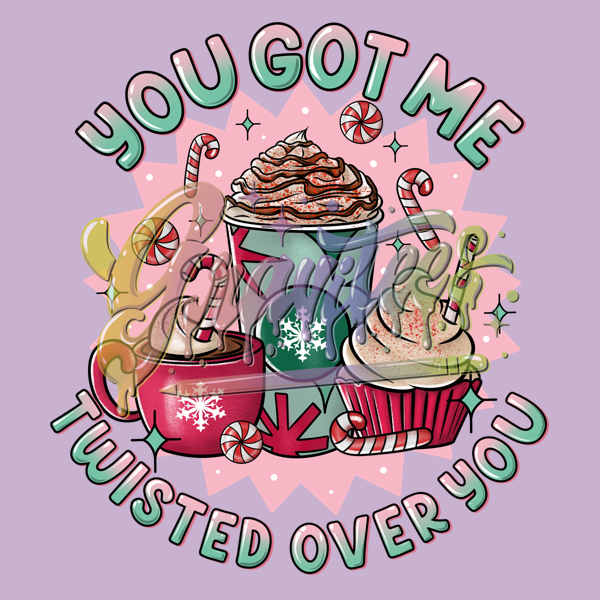 You Got Me Twisted Over You PNG, Peppermint Mocha Clipart, Christmas Food Clipart, Peppermint Clipart, Peppermint Latte Clipart for DTF or Shirt Printing, PNG Only!