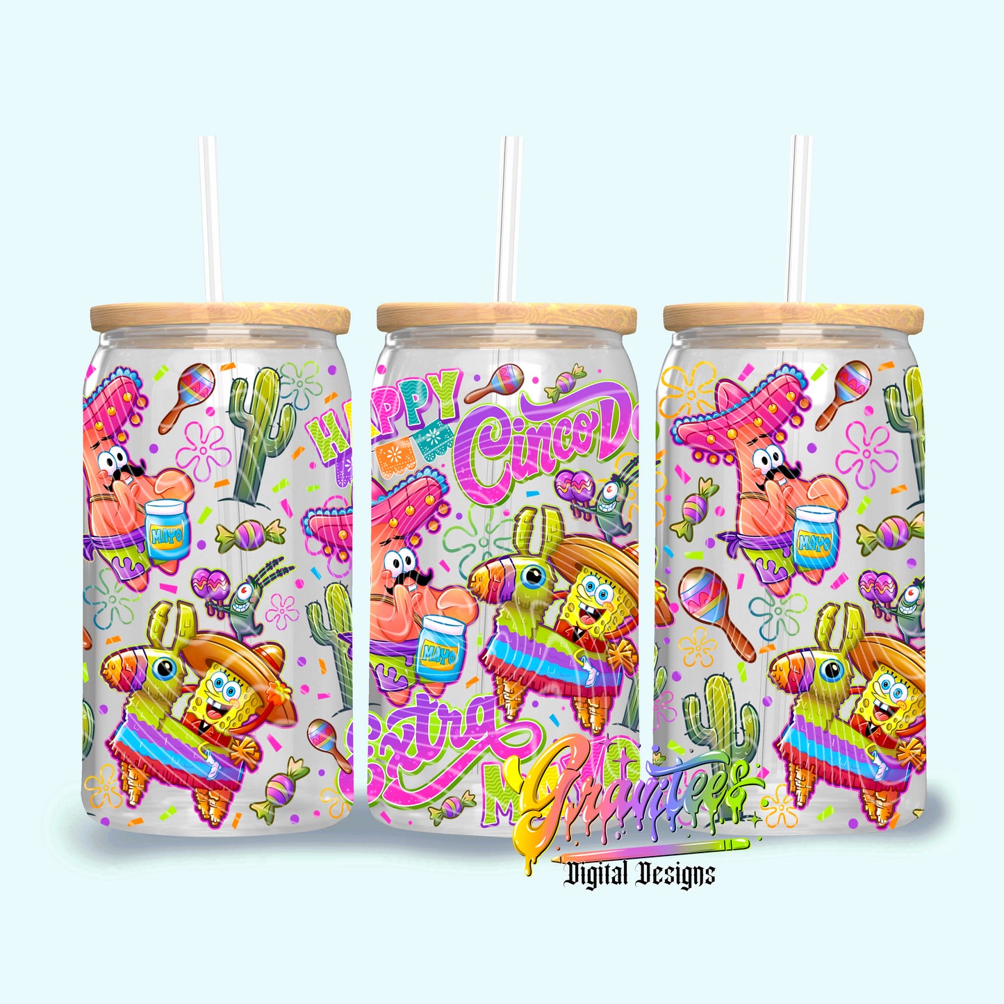 Chino De Mayo 16oz Tumbler Template Design PNG, for UVDTF or Sublimation Printing PNG Only!!