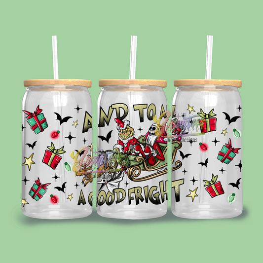 And To All A Good Fright, Zero Nightmare Before Christmas Template Design for 16oz. Libbey Glass Cup PNG ONLY!!