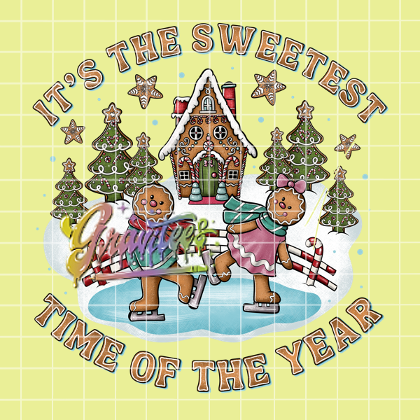 Sweetest Time Of The Year Png, Gingerbread Christmas Clipart, Trendy Christmas Clipart, Christmas Gingerbreads Clipart for DTF or Shirt Printing, PNG Only!