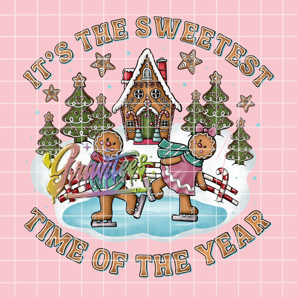 Sweetest Time Of The Year Png, Gingerbread Christmas Clipart, Trendy Christmas Clipart, Christmas Gingerbreads Clipart for DTF or Shirt Printing, PNG Only!