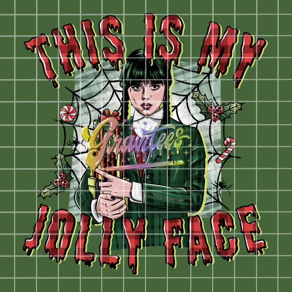 This is my Jolly Face Png, Wednesday Christmas Clipart, Trendy Christmas Clipart, Addams Clipart for DTF or Shirt Printing, PNG Only!