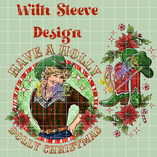 Country Holly Christmas with Sleeve Png, Christmas Boots Clipart, Trendy Christmas Clipart, Country Clipart for DTF or Shirt Printing, PNG Only!