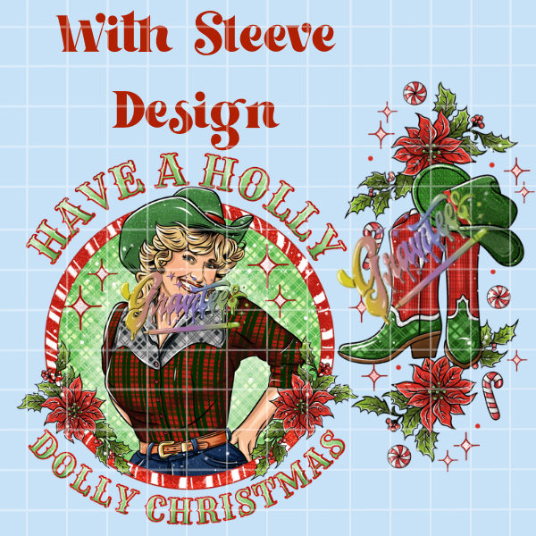 Country Holly Christmas with Sleeve Png, Christmas Boots Clipart, Trendy Christmas Clipart, Country Clipart for DTF or Shirt Printing, PNG Only!