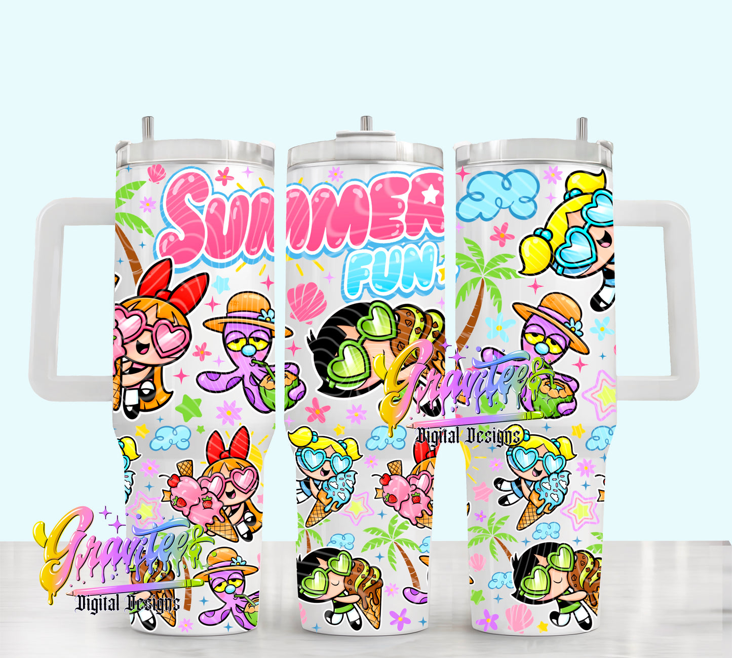 Summer Girls 40oz Tumbler Template Design PNG, for UVDTF or Sublimation Printing PNG Only!!