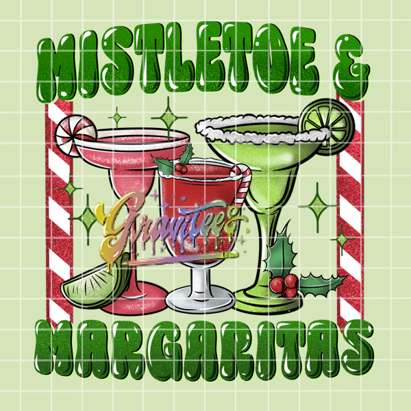 Mistletoe and Margaritas Png, Drinking Clipart, Trendy Christmas Clipart, Margarita Clipart for DTF or Shirt Printing, PNG Only!