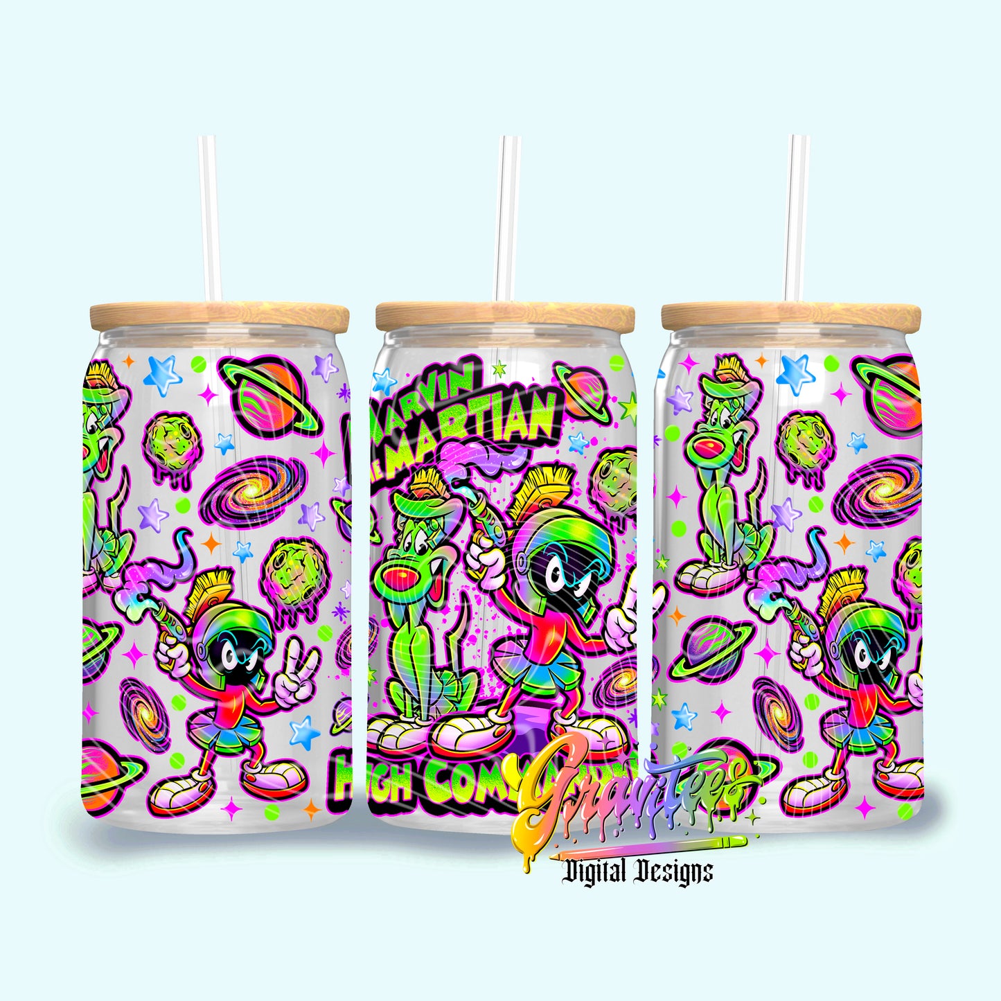 Martian High Commander 16oz Tumbler Template Design PNG, for UVDTF or Sublimation Printing PNG