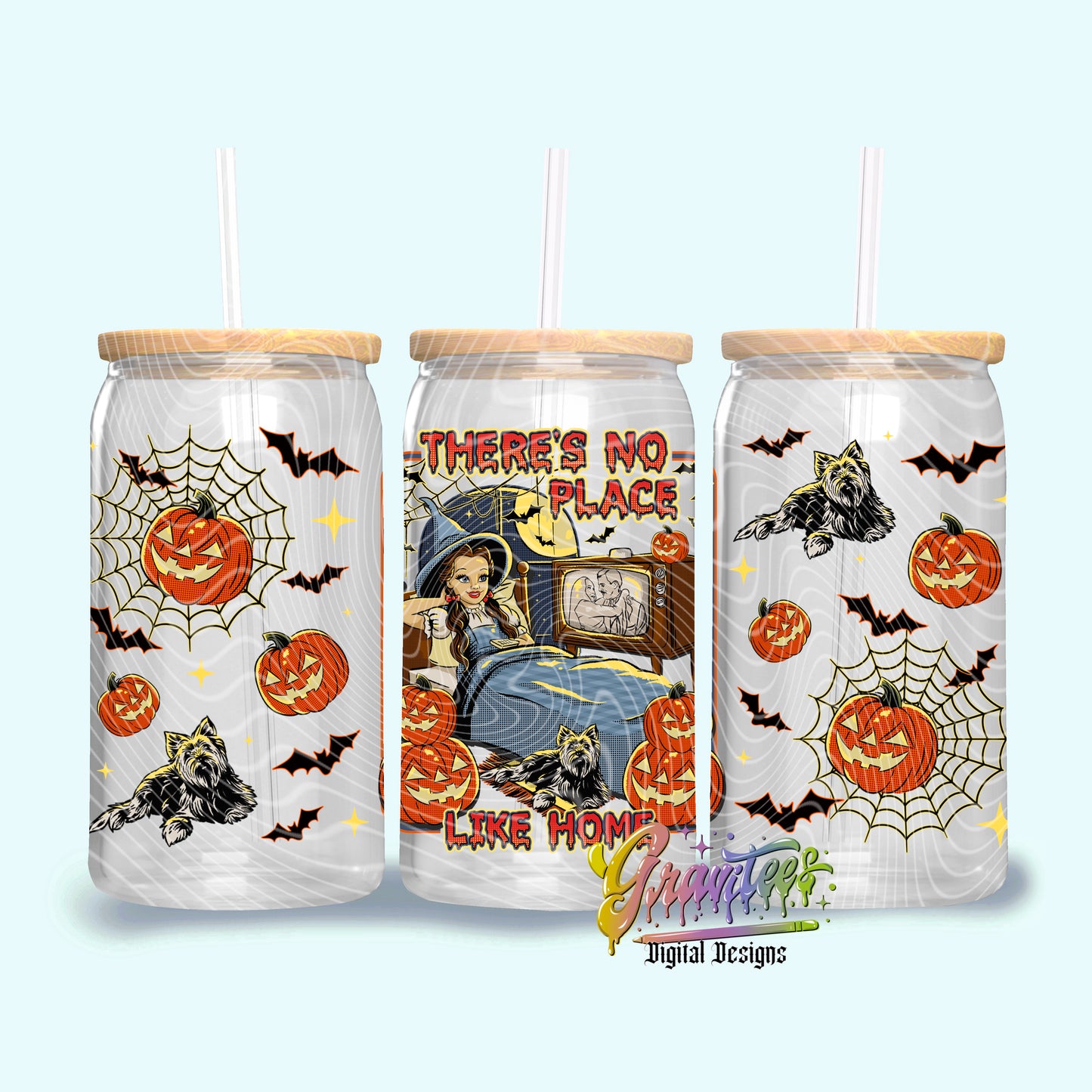 Home 16oz Tumbler Template Design PNG, Halloween Design for UVDTF or Sublimation Printing PNG Only!