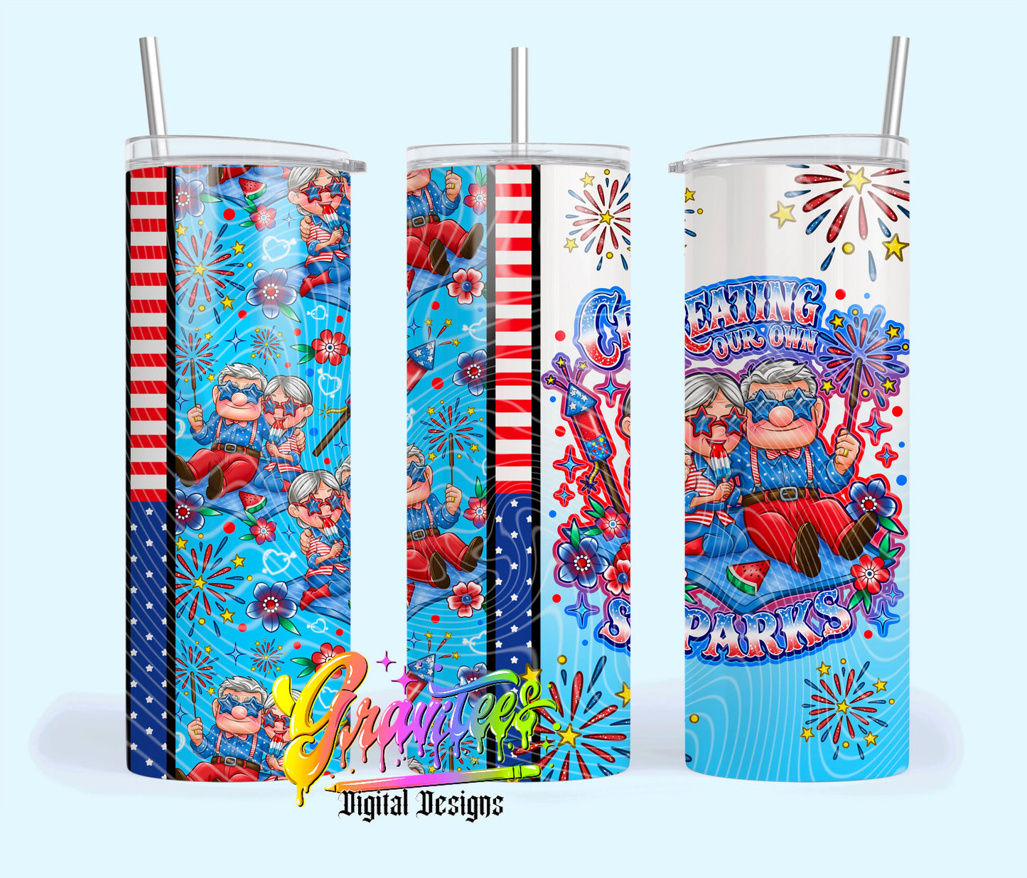 4th Of July Love 20oz Tumbler Template Png for UVDTF or Sublimation Printing, PNG Only!