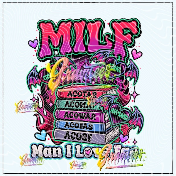 MILF Book Fae Lovers Png for DTF or Shirt Printing, PNG Only!