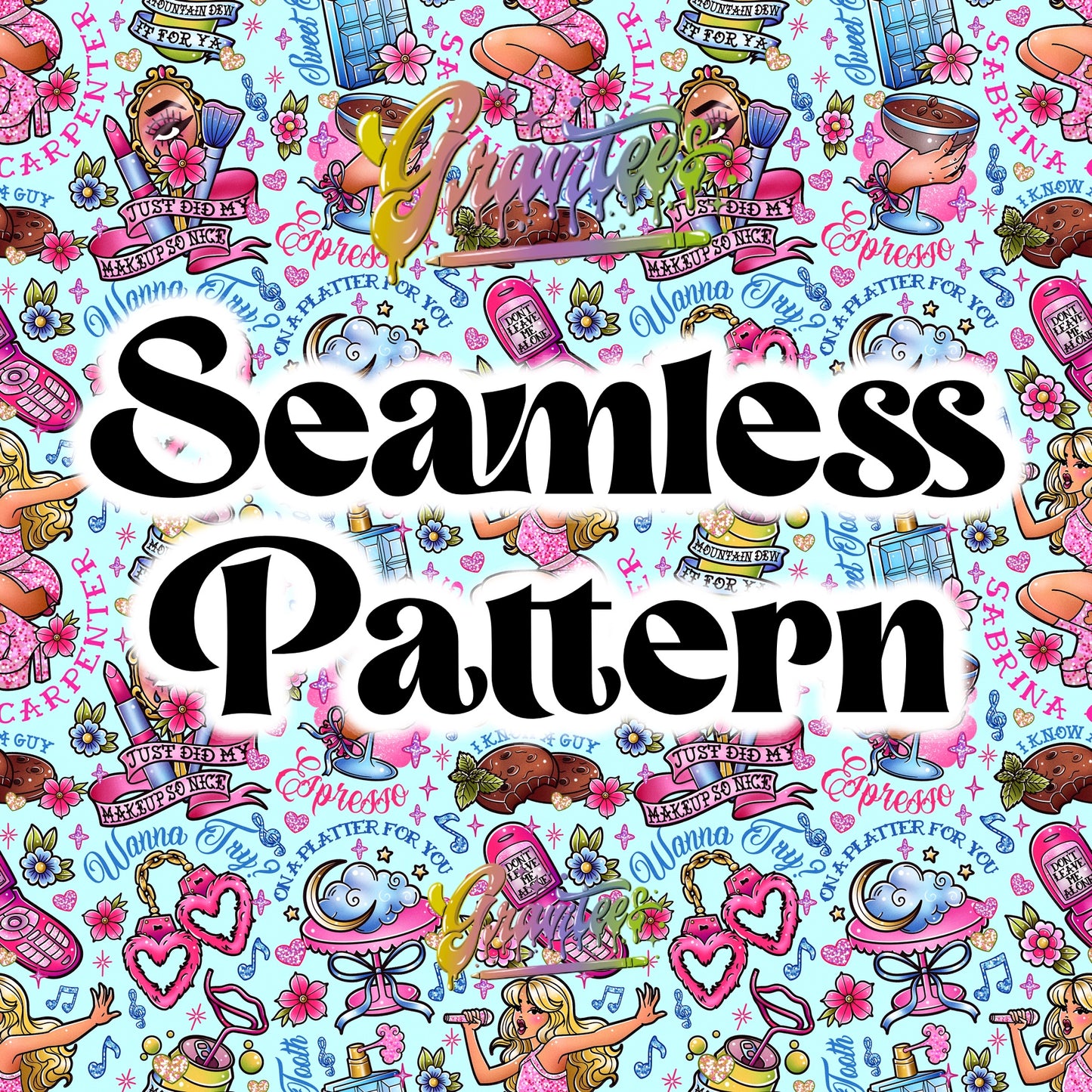 SABRINA C Seamless Design Png for DTF or Shirt Printing, PNG Only!