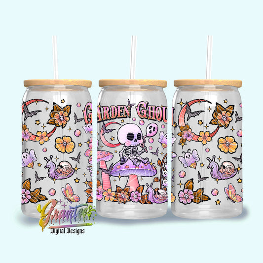 GARDEN GHOUL 16oz Tumbler Template Design PNG,  for UVDTF or Sublimation Printing PNG Only!!