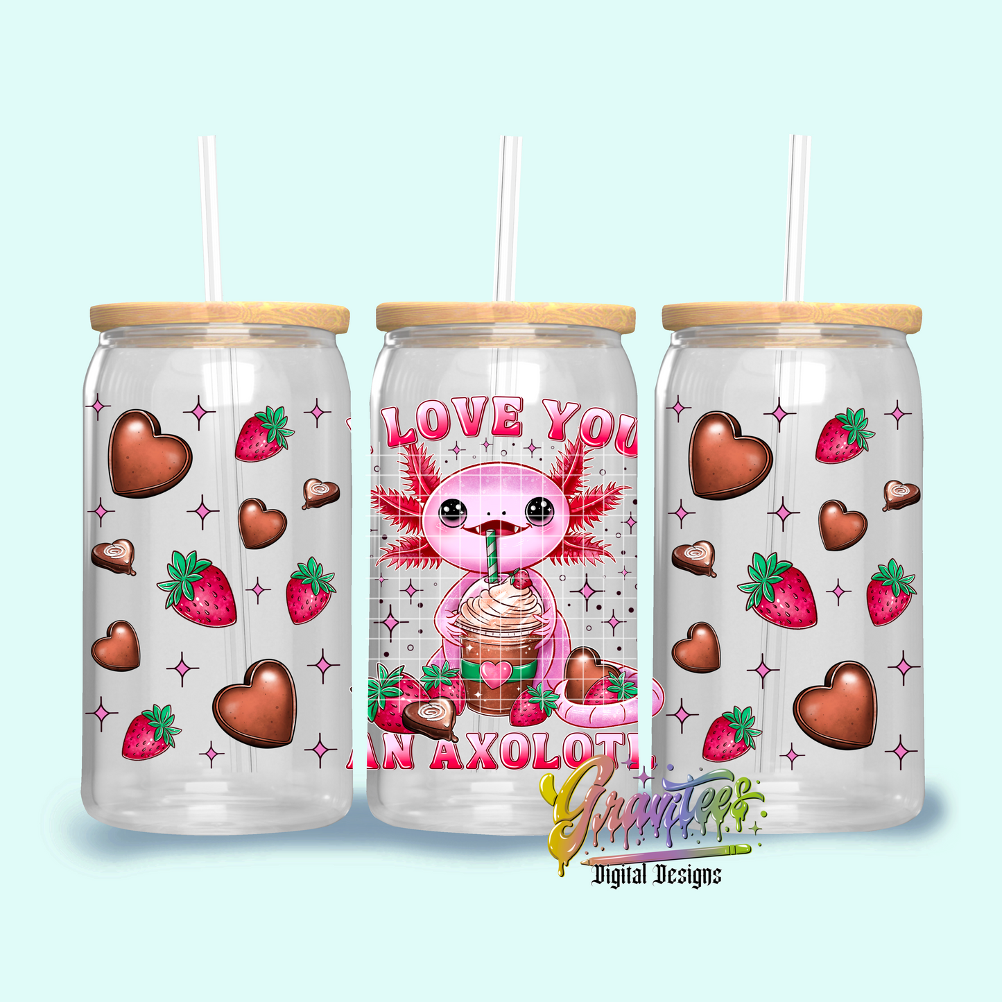 I Love You an Axolotl Libbey Template Png, Axolotl Clipart, Trendy Valentine Clipart for DTF or Shirt Printing, PNG Only!