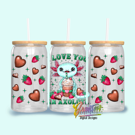 I Love You an Axolotl Libbey Template Png, Axolotl Clipart, Trendy Valentine Clipart for DTF  or Shirt Printing, PNG Only!