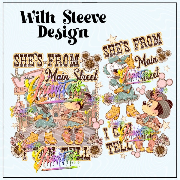 She’s From Main Street With Sleeve Png for DTF or Shirt Printing, PNG Only!