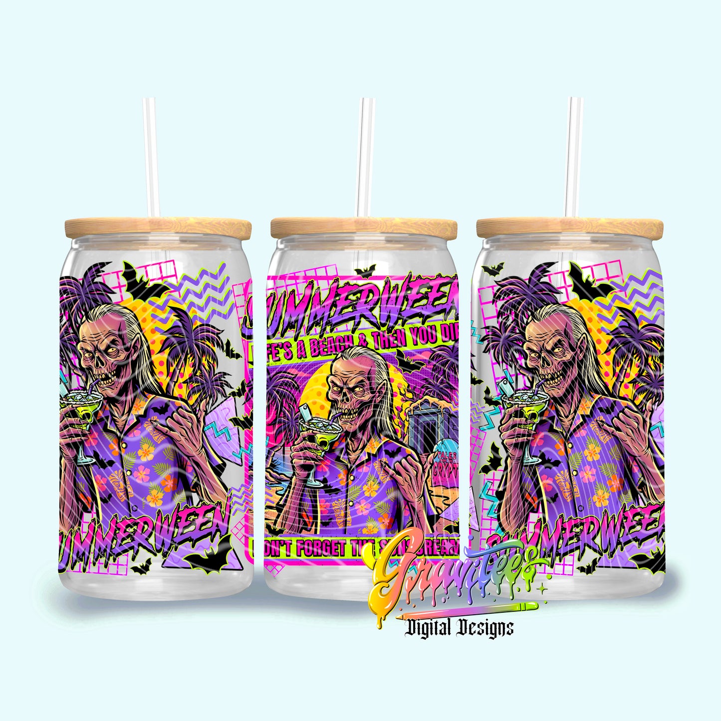 Summerween 16oz Tumbler Template Png for UVDTF or Sublimation Printing, PNG Only!