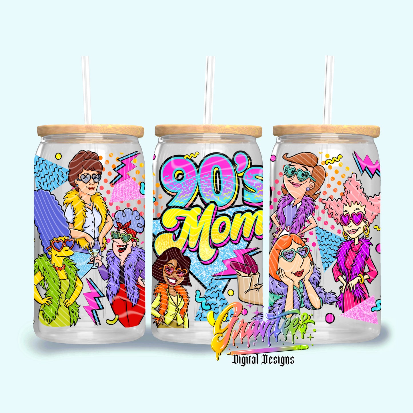 90’s Mom 16oz Tumbler Template Png for UVDTF or Sublimation Printing, PNG Only!