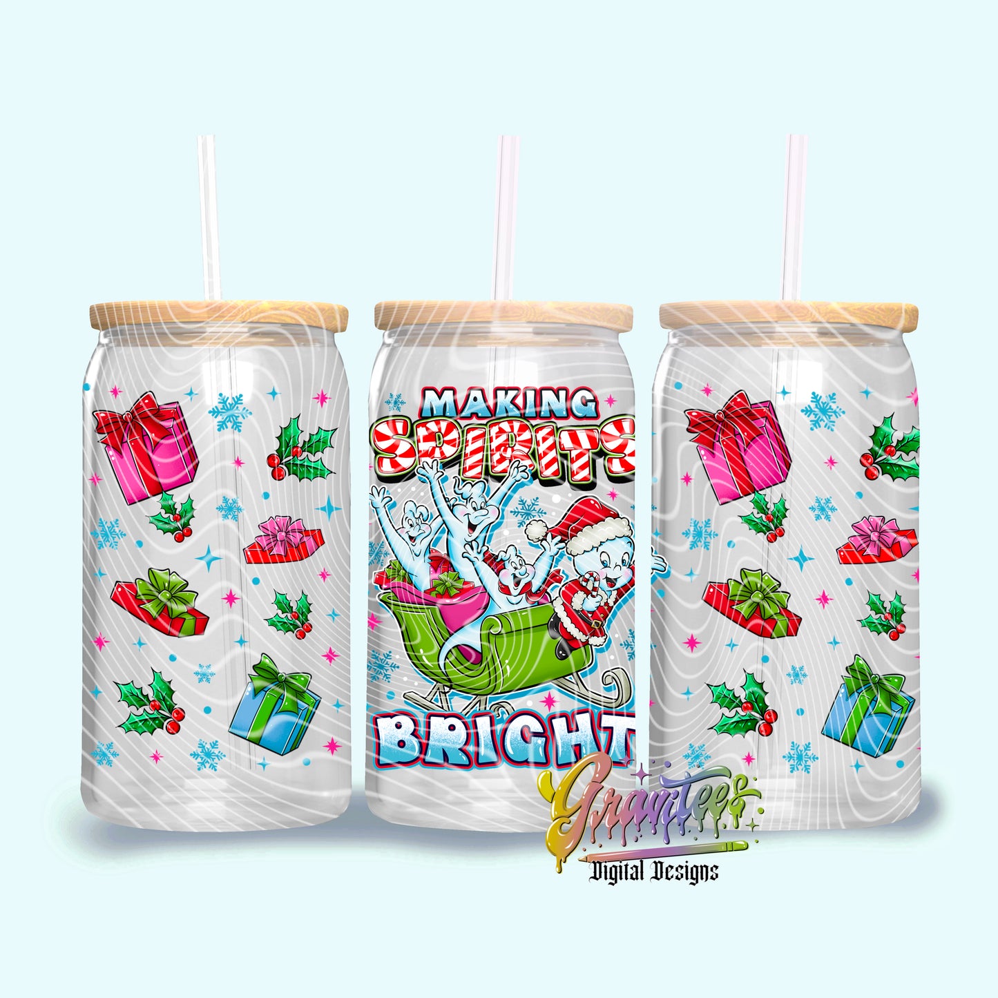 Making Spirits Bright 16oz Tumbler Template Design PNG, Fall Design for UVDTF or Sublimation Printing PNG Only!