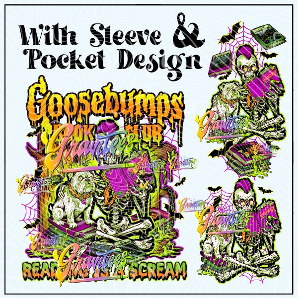 Scary Book Club Png With Sleeve & Pocket Design for DTF or Shirt Printing, PNG Only!