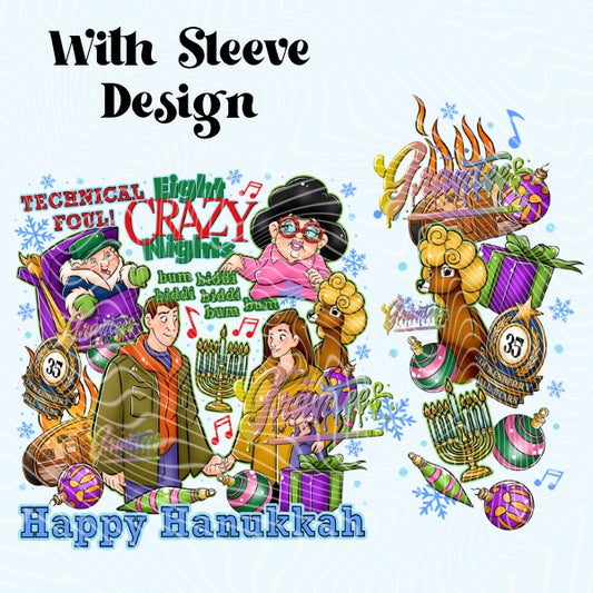 HANUKKAH WITH SLEEVE Design for DTF or Sublimation Shirt Printing, PNG Only!