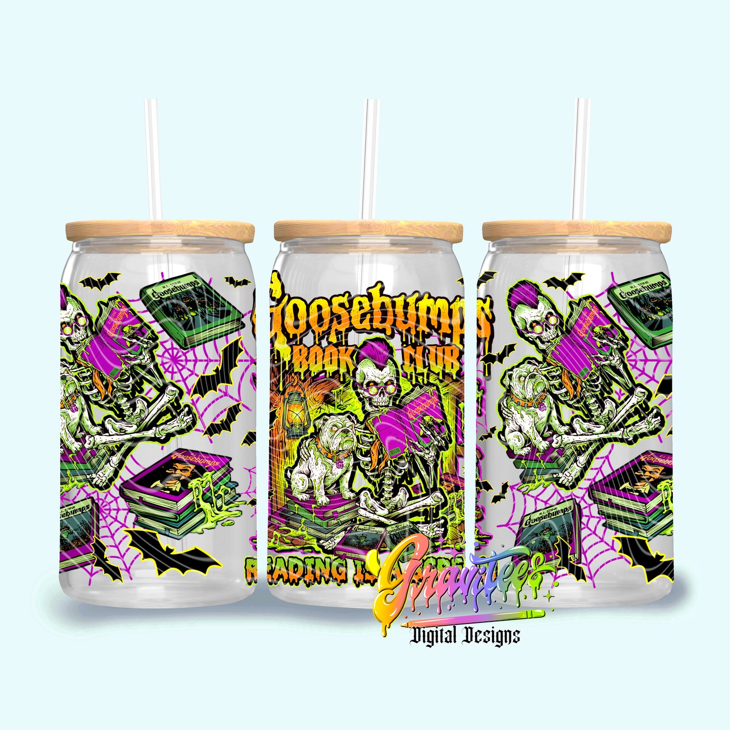 Scary Book Club 16oz Tumbler Template Png for UVDTF or Sublimation Printing, PNG Only!