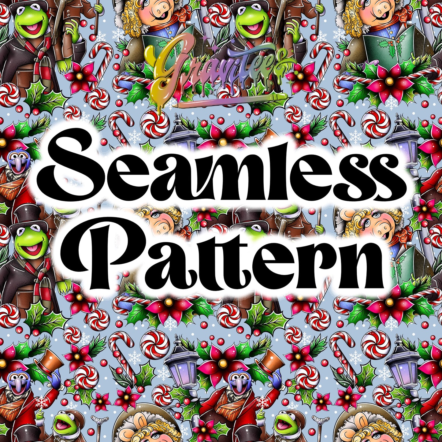 CAROL Seamless Design, Christmas Design for DTF or Sublimation Shirt Printing, PNG Only!
