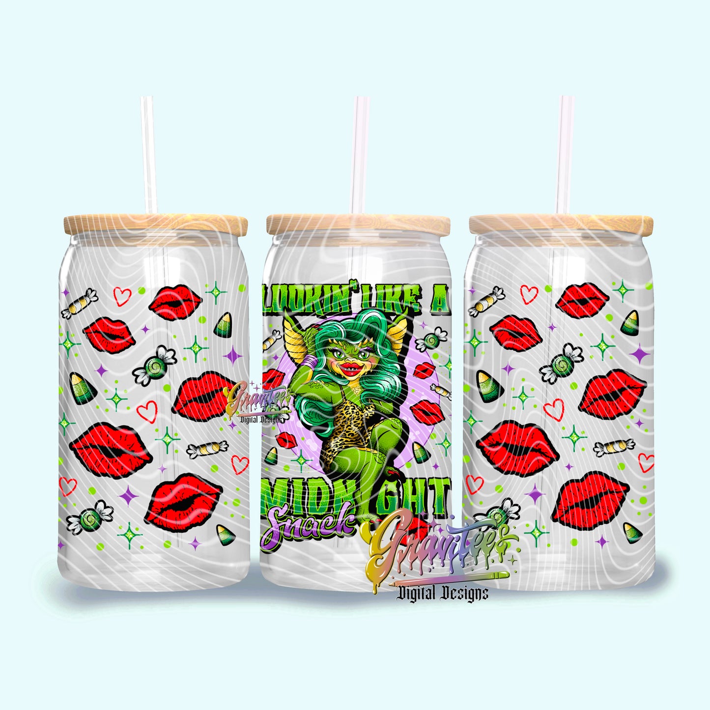 Midnight Snack 16oz Tumbler Template Design PNG, Fall Design for UVDTF or Sublimation Printing PNG Only!