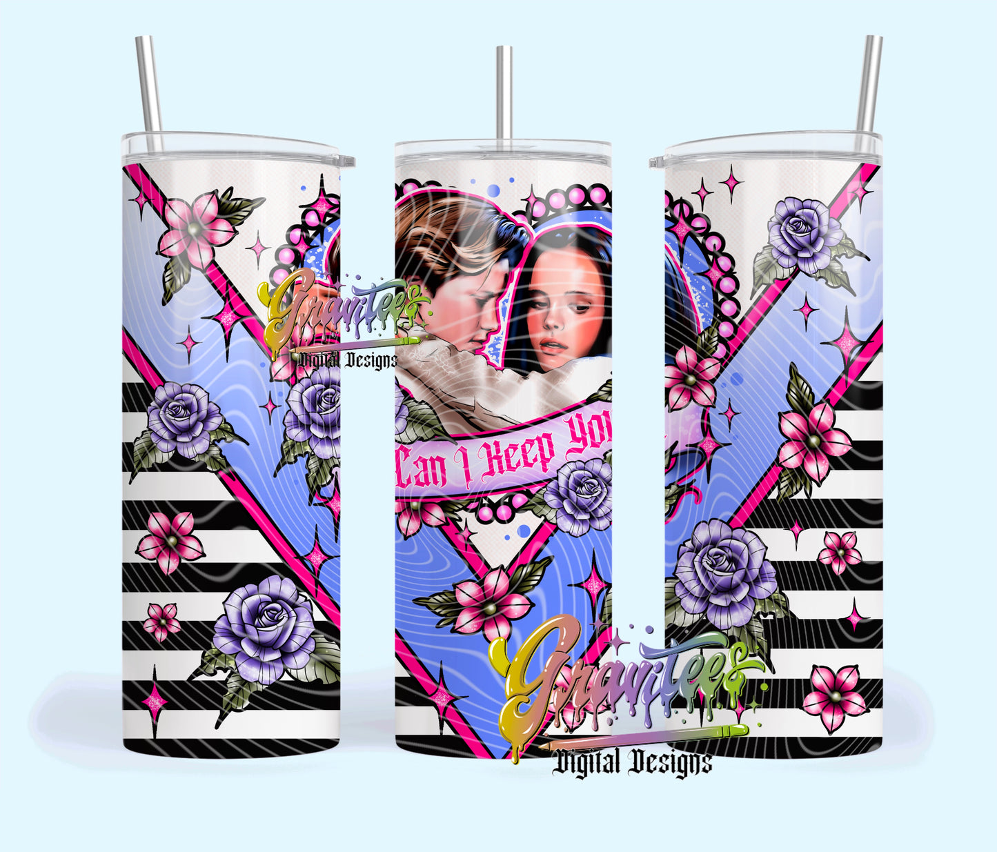 Keep You Ghost Striped 20oz Tumbler Template Design PNG, Ghost Design for UVDTF or Sublimation Printing PNG Only!