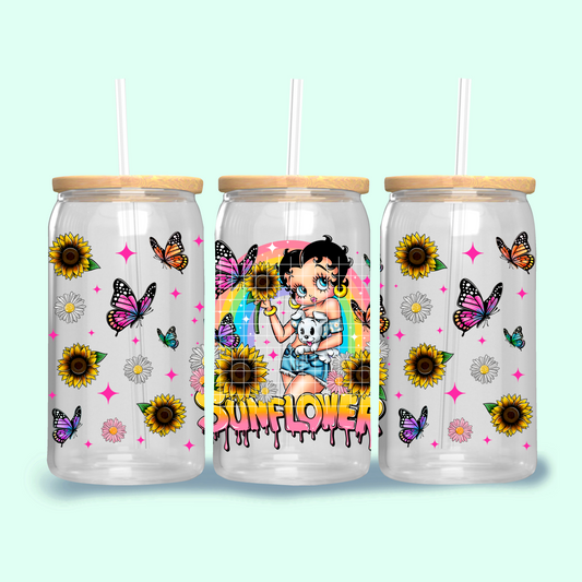 Sunflower Libbey Design Png, Spring Clipart, Trendy Butterfly Clipart, Clipart for DTF or Shirt Printing, PNG Only!