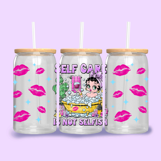 Self Care is not Selfish Libbey Design Png, Self Care Clipart, Trendy Wine Clipart, Clipart for DTF or Shirt Printing, PNG Only!