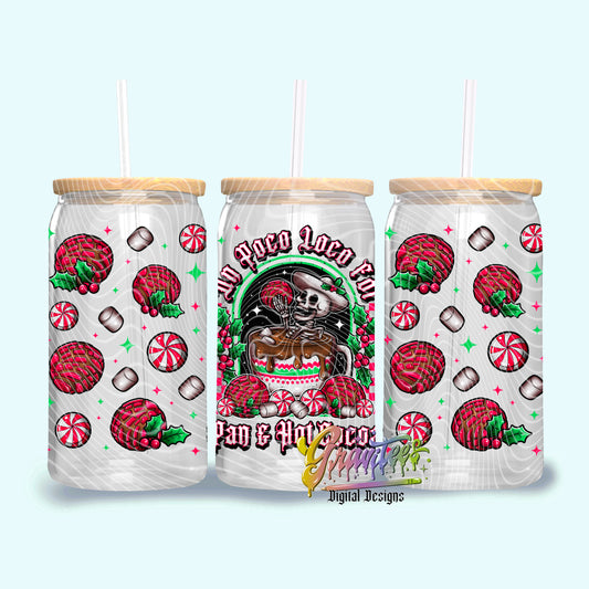 Loco For Pan & Hot Cocoa 16oz Tumbler Template Design PNG, Pan Christmas Design for UVDTF or Sublimation Printing PNG Only!