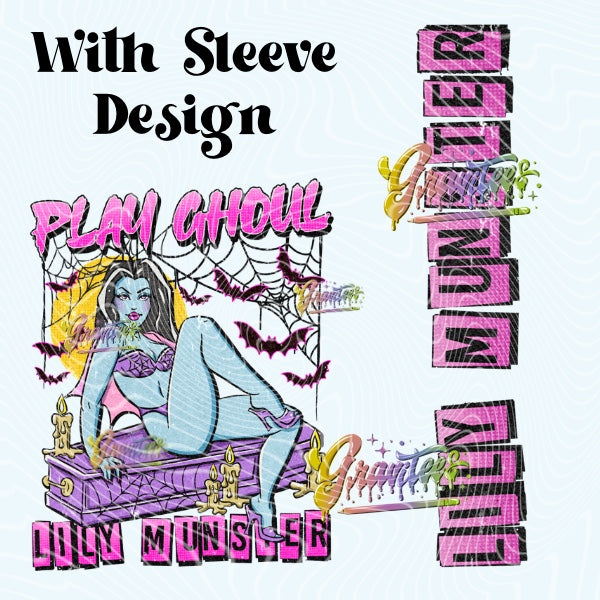 Munster play ghoul with Sleeve Png, Munster play ghoul Clipart, Trendy Munster play ghoul Clipart, Clipart for DTF or Shirt Printing, PNG Only!
