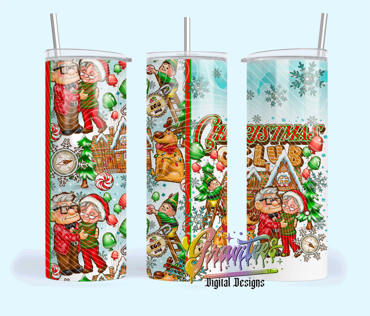 Christmas Club 20oz Tumbler Template Design PNG, Pan Christmas Design for UVDTF or Sublimation Printing PNG Only!