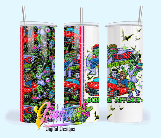FRANKS DIE-NER  20oz Tumbler Template Design PNG,  for UVDTF or Sublimation Printing PNG Only!!