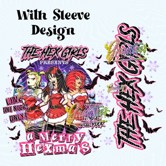 Merry Hexmas with Sleeve Design for DTF or Sublimation Shirt Printing, PNG Only