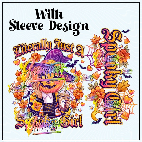Literally Just A Spooky Girl With Sleeve Design Png for DTF or Shirt Printing, PNG Only!