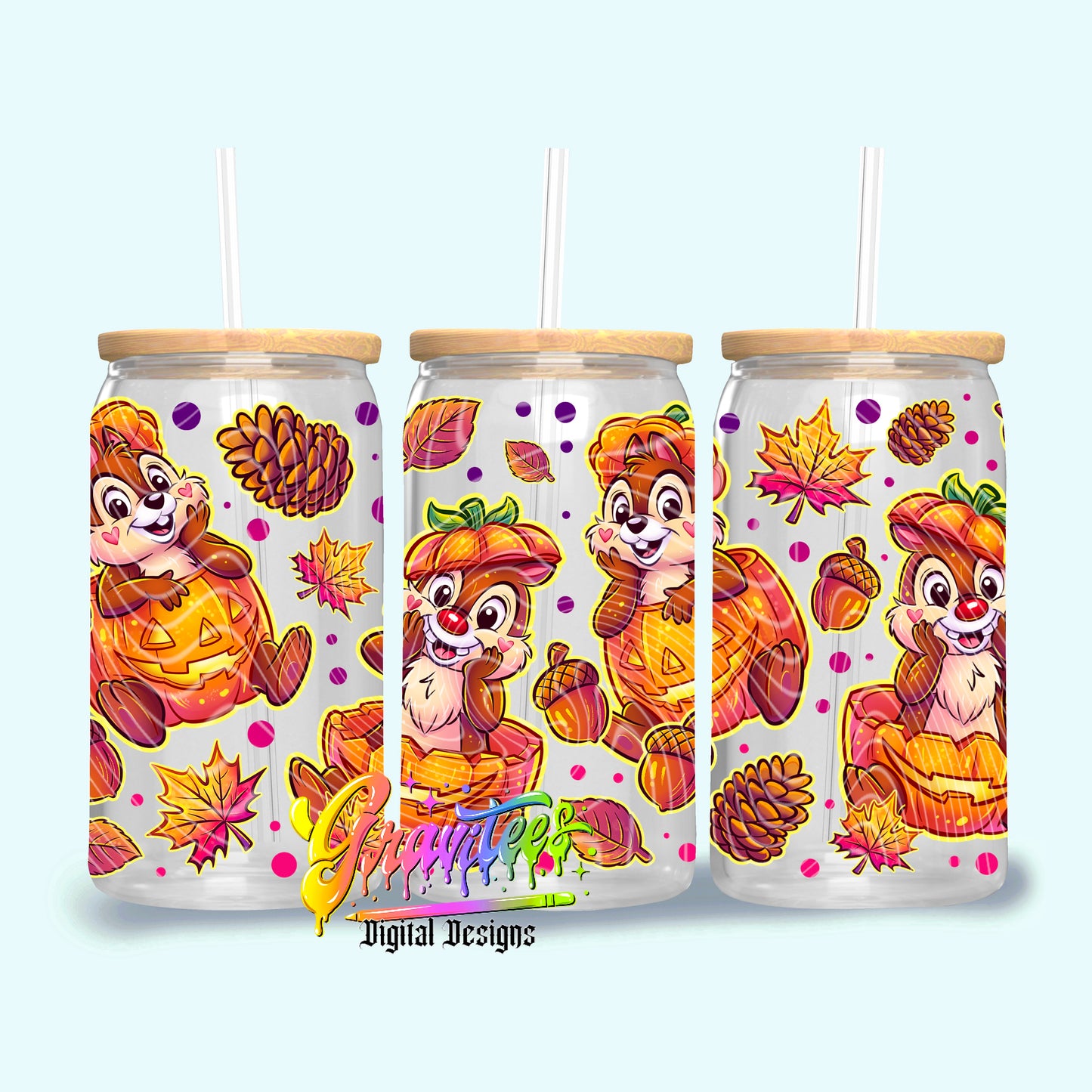 Nuts About Fall 16oz Tumbler Template Png for UVDTF or Sublimation Printing, PNG Only!