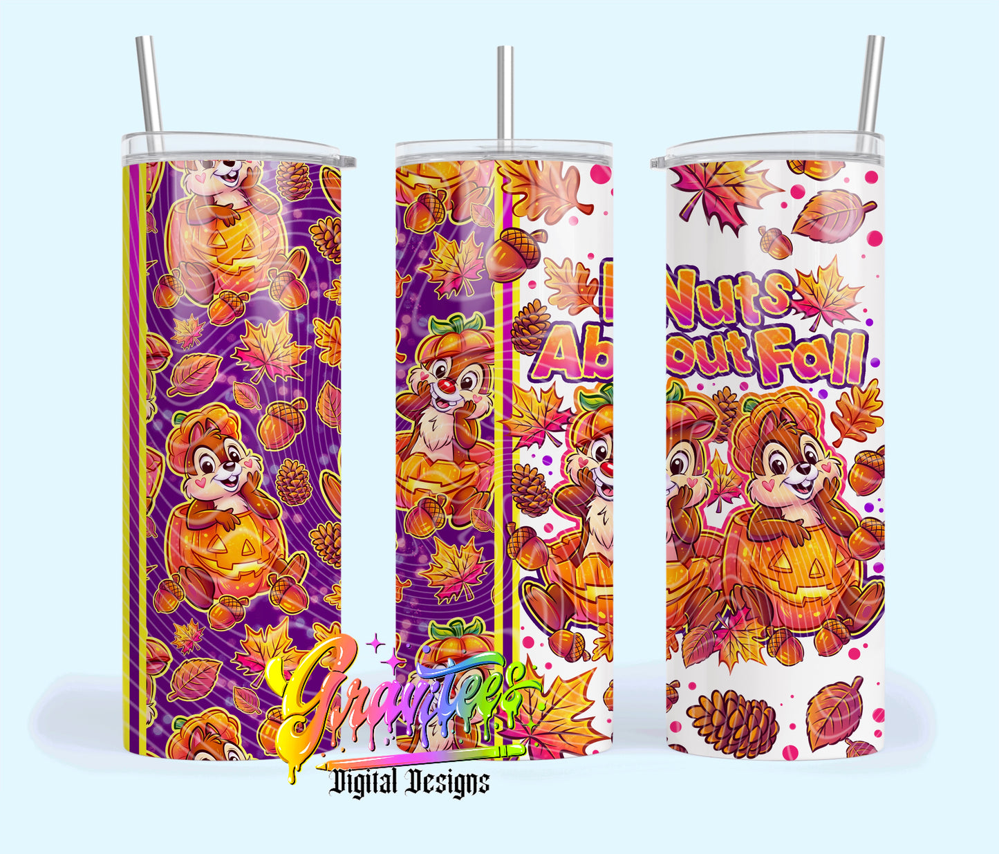 Nuts About Fall 20oz Tumbler Template Png for UVDTF or Sublimation Printing, PNG Only!